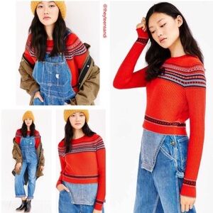 Urban Outfitters BDG Red Aspen Crewneck Pullover Sweater Medium